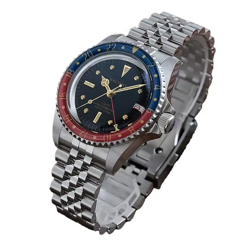 Baltany 1957s Dual Time GMT – High-Dome Sapphire Classic