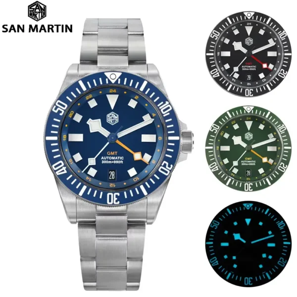 Luxury San Martin GMT Watch – 39mm NH34 Automatic Movement Dive Timepiece