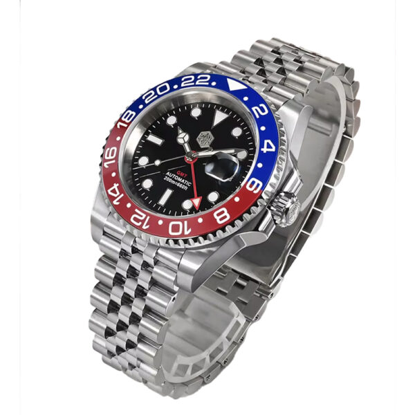San Martin GMT Luxury Dive Watch – Jubilee Band, Sapphire, Cyclops Lens