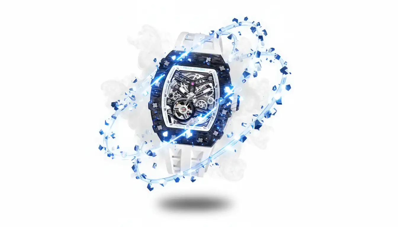 TSAR BOMBA Men’s Skeleton Wristwatch – Carbon Fiber Automatic Luxury Timepiece