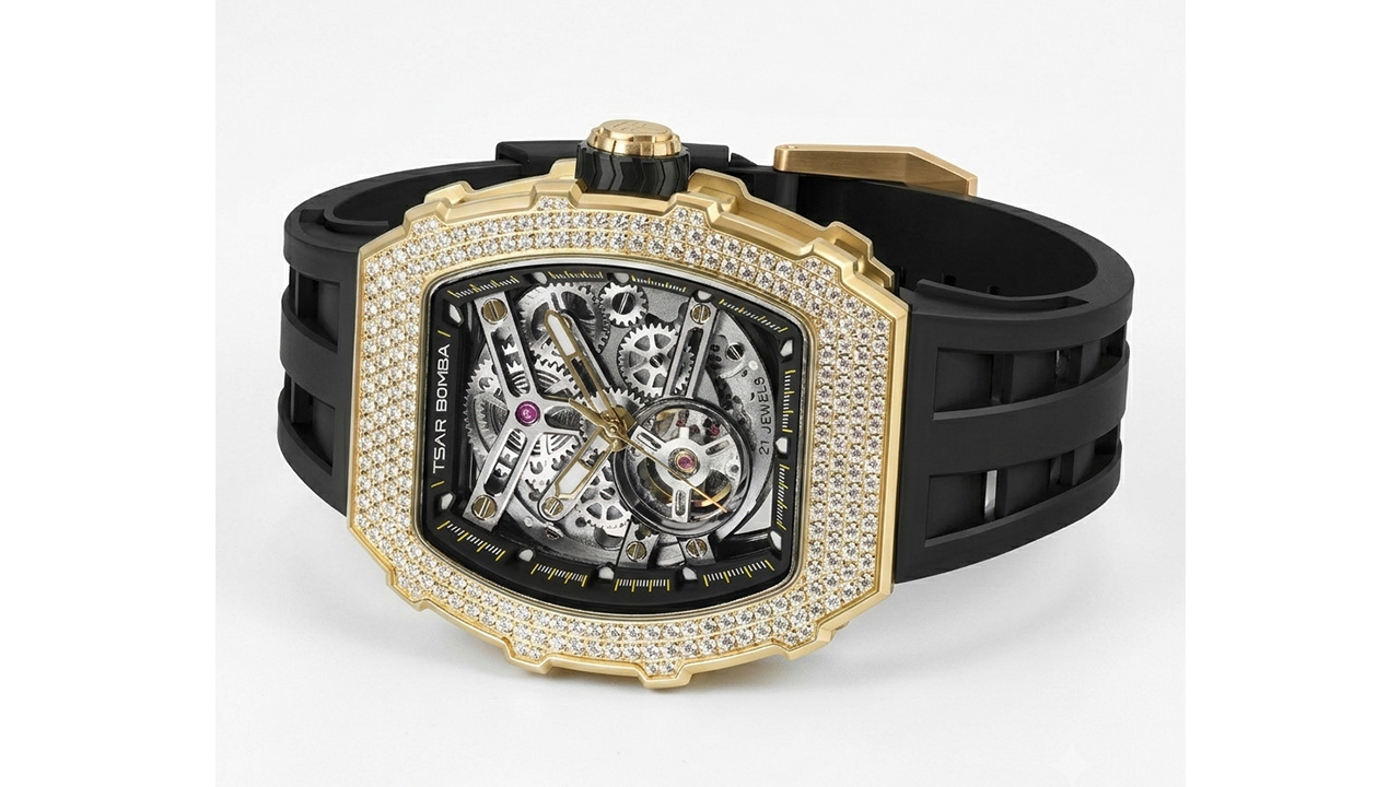 TSAR BOMBA Diamond-Set Automatic Watch – Elegant Luxury for Modern Men - Image 3