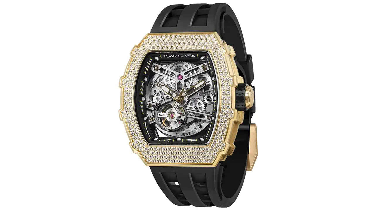 TSAR BOMBA Men's Luxury Wristwatch with Diamonds – Precision Automatic Movement